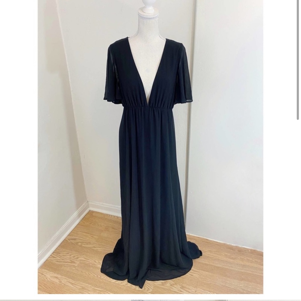 Show Me Your MuMu Faye Flutter Maxi Dress in Black
